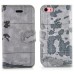 Vintage World Map Magnetic PU Leather Wallet Flip Stand Card Slots Case Cover For Apple iPhone 5C - Grey