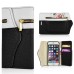 Wallet Flip Zipper PU Leather Case Card Slot Holder Cover For iPhone 6 4.7 inch - White And Black
