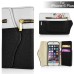 Wallet Flip Zipper PU Leather Case Card Slot Holder Cover For iPhone 6 Plus - White And Black