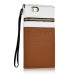 Wallet Flip Zipper PU Leather Case Card Slot Holder Cover For iPhone 6 Plus - White And Brown