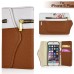 Wallet Flip Zipper PU Leather Case Card Slot Holder Cover For iPhone 6 Plus - White And Brown