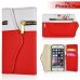 Wallet Flip Zipper PU Leather Case Card Slot Holder Cover For iPhone 6 Plus - White And Red