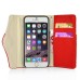 Wallet Flip Zipper PU Leather Case Card Slot Holder Cover For iPhone 6 Plus - White And Red