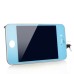 iPhone 4 Assembly ( Glass Back Cover + White Frame Bezel + Digitizer LCD Display Screen) - Blue