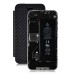 iPhone 4 Brushed Metal Back Panel With Twill Leather Front Cover - Black / Black