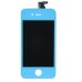 iPhone 4 Digitizer Touch Panel Screen with LCD Display Screen + Flex Cable + Blue Supporting Frame - Blue