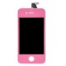 iPhone 4 Digitizer Touch Panel Screen with LCD Display Screen + Flex Cable + Pink Supporting Frame - Pink