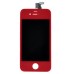 iPhone 4 Digitizer Touch Panel Screen with LCD Display Screen + Flex Cable + Red Supporting Frame - Red