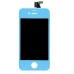 iPhone 4 Digitizer Touch Panel Screen with LCD Display Screen + Flex Cable + White Supporting Frame - Blue