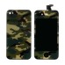 iPhone 4 Green Camouflage Pattern LCD Assembly ( Glass Back Cover + Touch Screen Digitizer + LCD Display Screen + Flex Cable + Frame Bezel + Home Button )