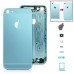 iPhone 6 Pattern Metal Back Cover Housing Replacement with Middle Frame + SIM Card Tray + Side Buttons + Apple Logo for iPhone 5 - Blue