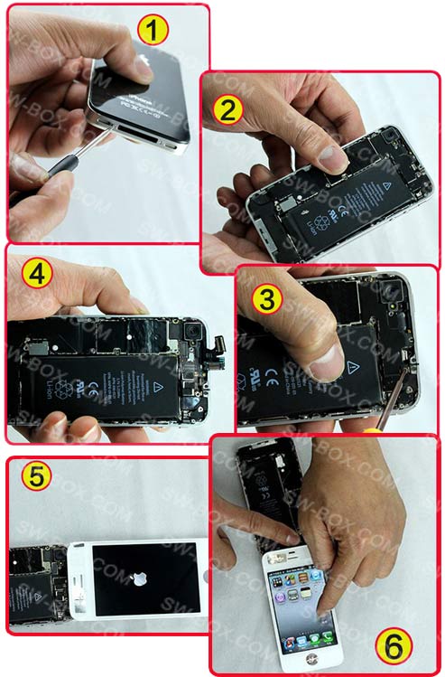 CDMAVerizoniPhone4DigitizerTouchPanelScreenwithLCDDisplayScreenFlexCableSupportingFrame-BlackOEM-41668